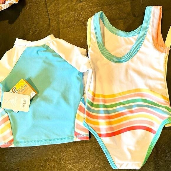 Disney Ariel The Little Mermaid Swimsuit & Rash Guard Set Girls NWT Size 4 Girls - Picture 3 of 3